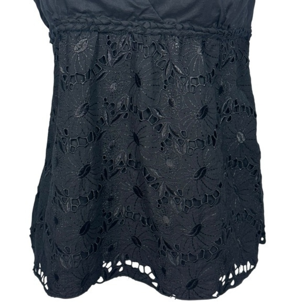 Old Navy Womens Babydoll Crochet Black Tank Top Size Small Y2K Cottage Boho NWOT - Picture 5 of 12